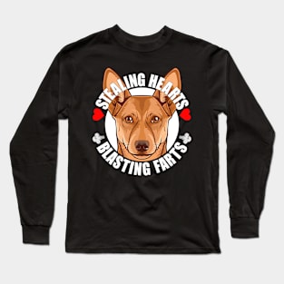 Funny Carolina Dog Stealing Hearts Blasting Farts Dog Cute Puppy Long Sleeve T-Shirt